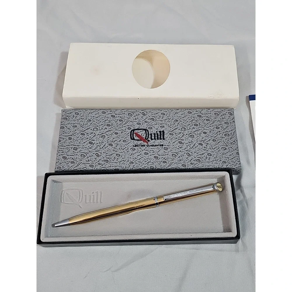Quill Vintage Silver &‎ Gold Ballpoint Pen USA NYSUT Logo Teachers Union NICE